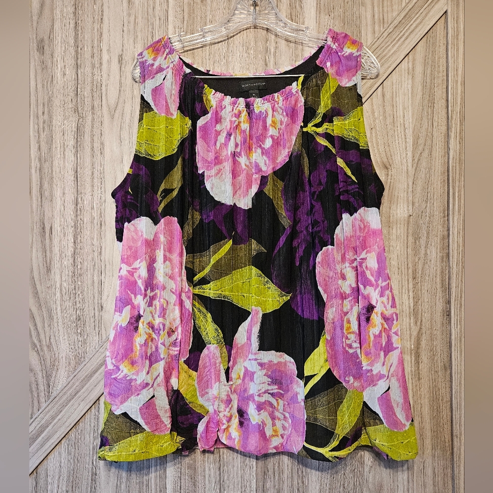 Floral Sleeveless Top - Pink and Green